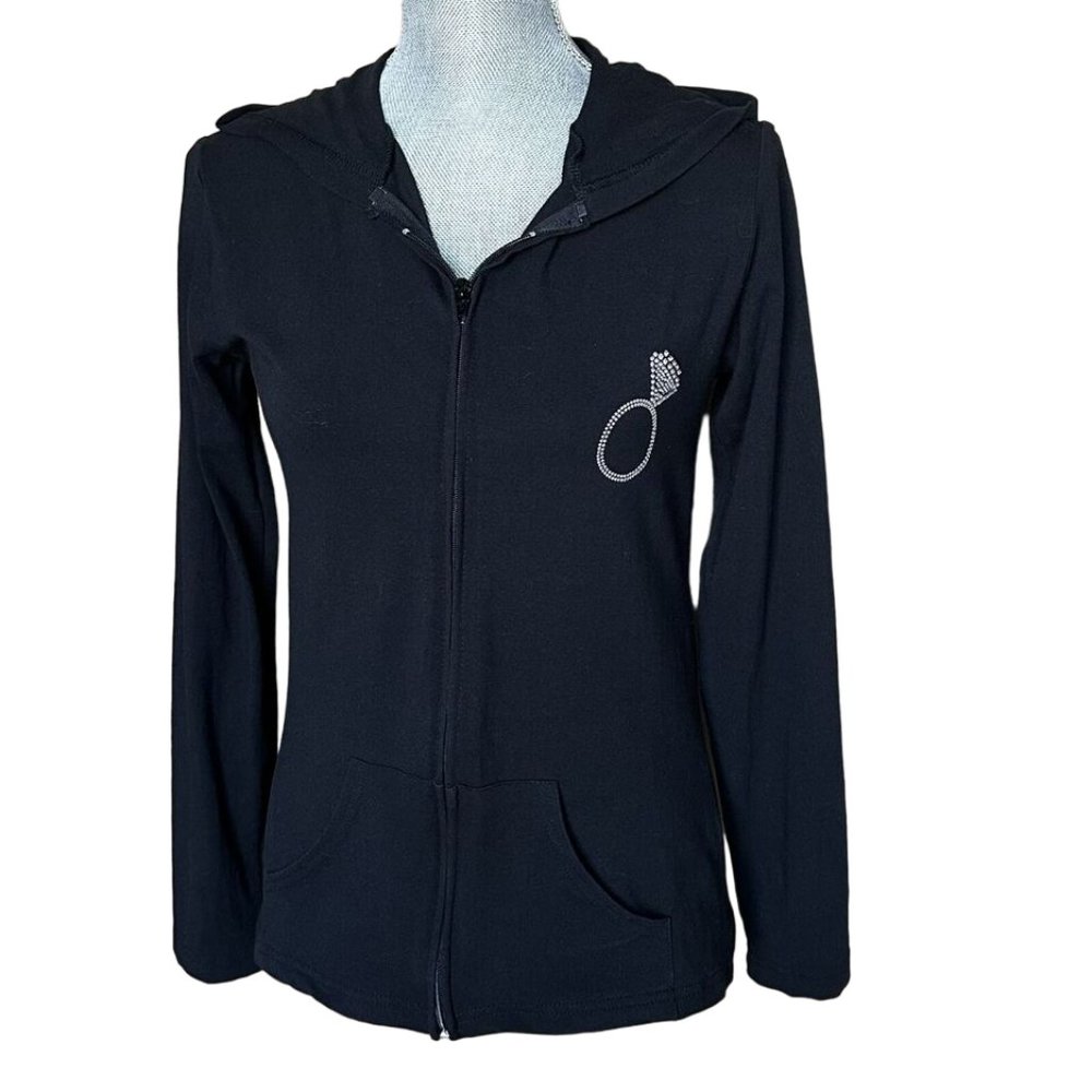 Bride Hoodie w/Engagement Ring - Size Small - Bride In Silver Studs on Back